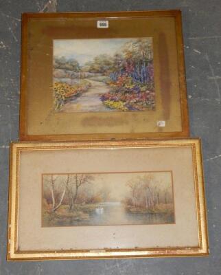 Two gilt framed landscape watercolours