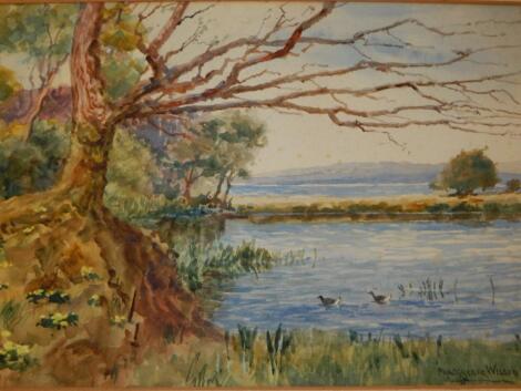 P. MacGregor Wilson R.S.W. Shoreline watercolour with birds