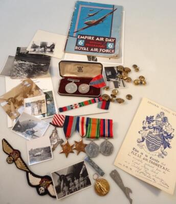 A collection of WWII medals and ephemera