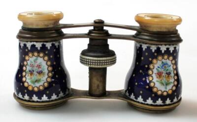 A pair of late 19thC blue enamel opera glasses - 2