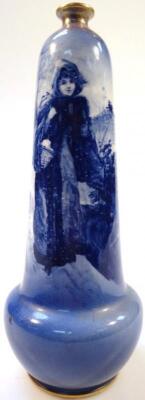 An early 20thC Royal Doulton flow blue specimen vase