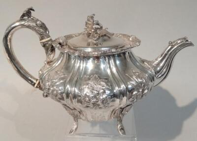 A George IV silver three piece tea service - 2