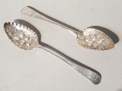 A pair of George III silver tablespoons