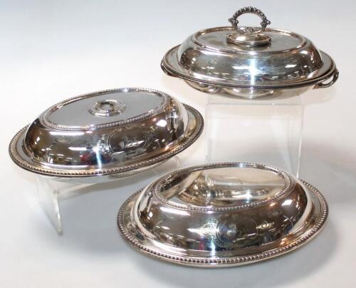 Three various early 20thC silver plated entree dishes