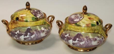 A pair of James W Taylor Romania Collection Pottery tureens