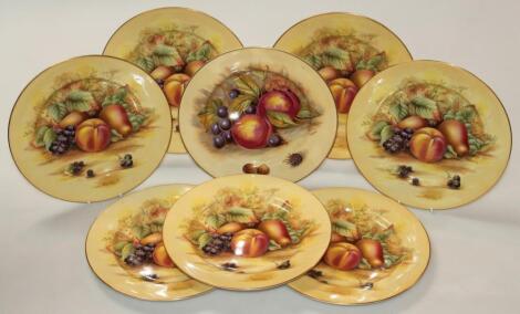 Eight various 20thC Aynsley bone china dinner plates