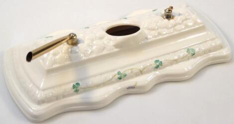 A 20thC Belleek pen stand