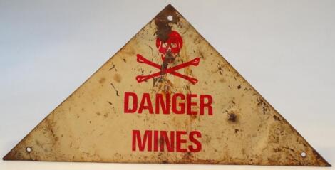 A 20thC tin Danger Mines sign