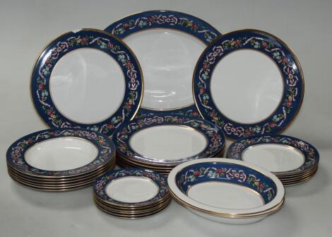 Various 20thC Spode Ribbons and Roses pattern dinnerware