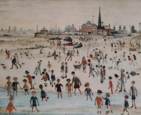 After L S Lowry. Beach scene print