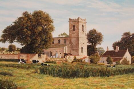 Malcolm Doughty (fl 1986). Country landscape with church on a summer's day