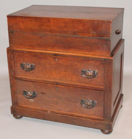 A late 19thC folding campaign mahogany writing desk