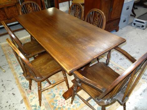 A 20thC oak refectory table with rectangular outline