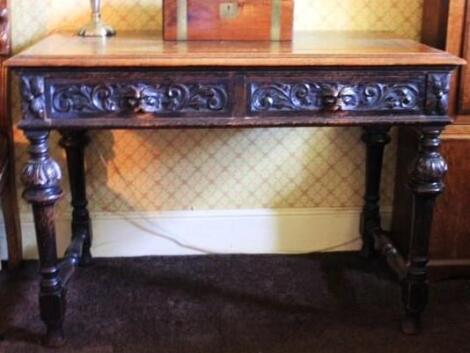 A 19thC Jacobean revival oak side table