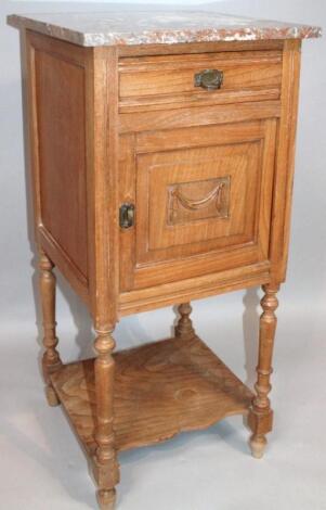 An early 20thC French marble topped side cabinet