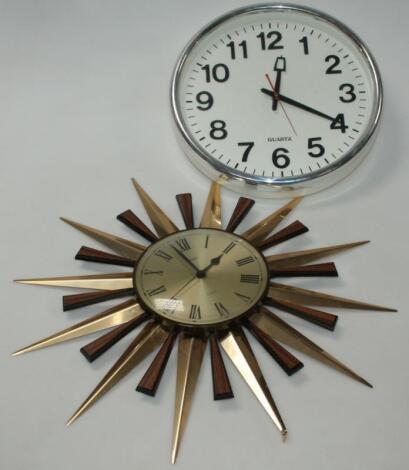 A 1970's Metamec sunburst clock