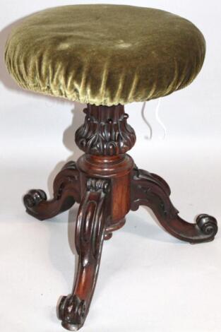 A Victorian mahogany piano stool