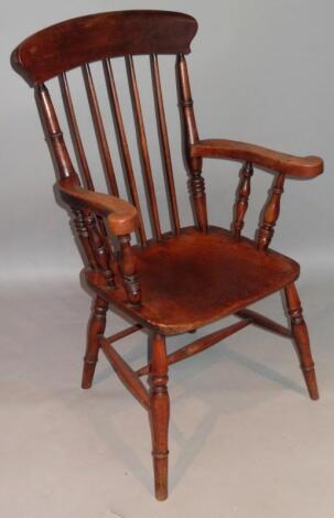 A 19thC ash and elm grandfather chair