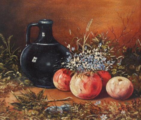 20thC School. Still life jug and fruit