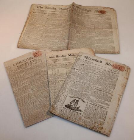 Various 18thC copies of the Stamford Mercury