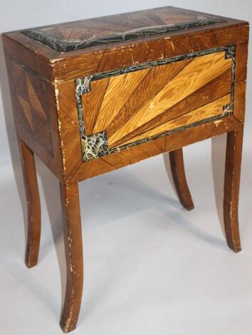 An early 20thC painted beech and pine sewing box