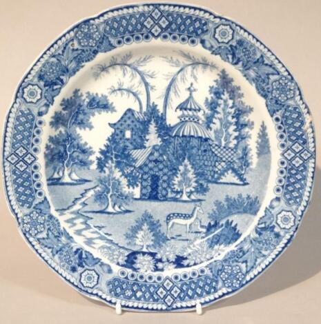 A early 19thC blue and white plate