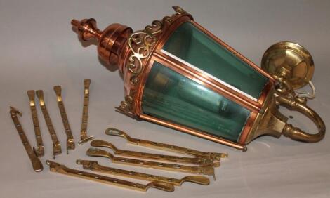 A 20thC copper and brass lantern