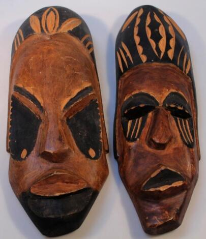 Two 20thC African tribal hardwood face masks