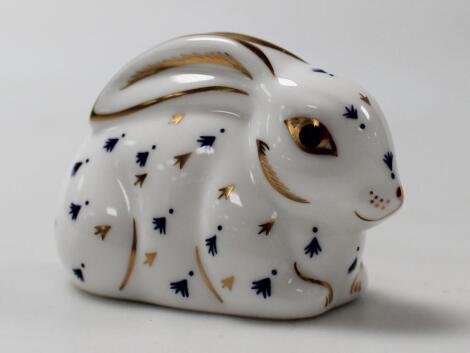 A Royal Crown Derby rabbit paperweight