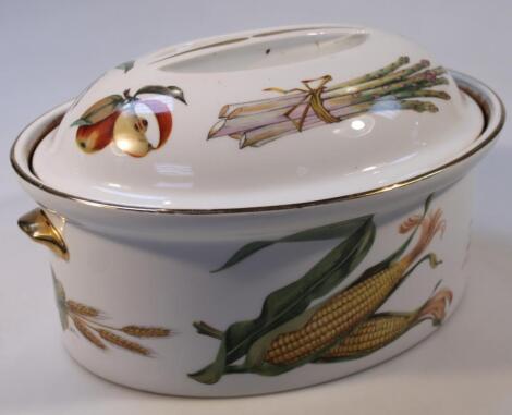 A 20thC Royal Worcester Evesham pattern lidded serving dish