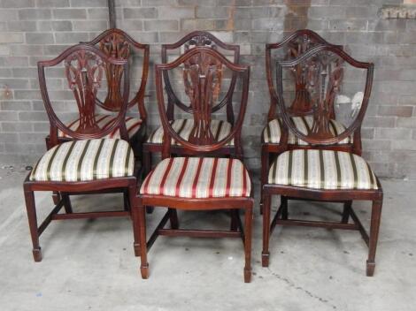 A set of six 20thC mahogany Hepplewhite design shield back boardroom chairs