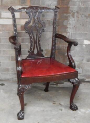 A Chippendale revival mahogany boardroom carver chair