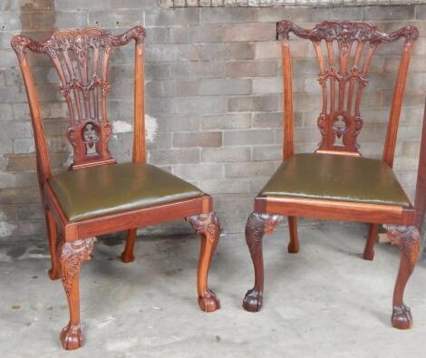 A pair of Chippendale revival mahogany finish boardroom chairs