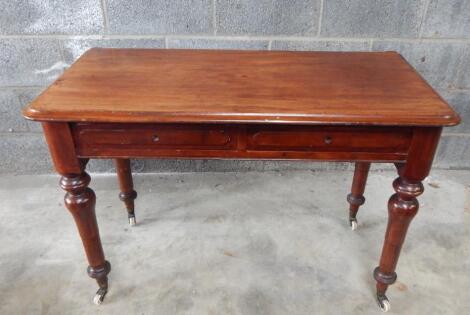 A Victorian mahogany D end side table