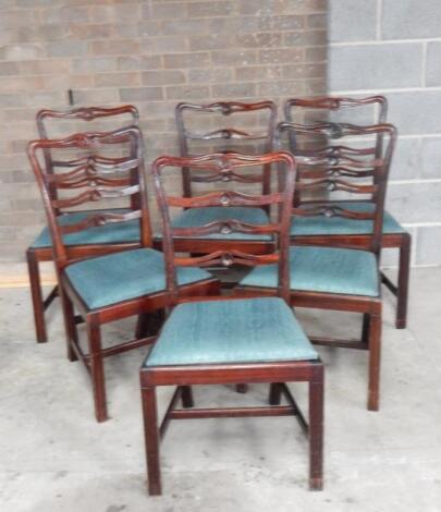 A set of six George III style mahogany ladderback boardroom chairs