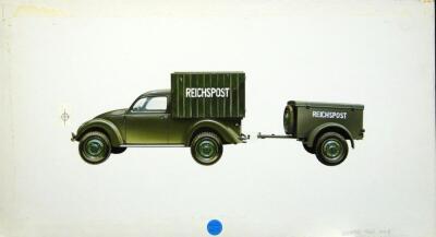 Ken Rush. An illustrative plate of a Reichspost van and trailer