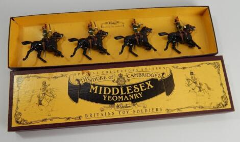 A set of four Britains lead figures of mounted Middlesex Yeomanry