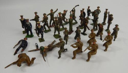 Lead model figures of WWI and later period British Army and Naval figures.