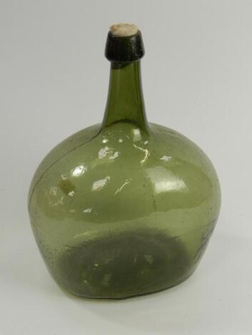 A 19thC green soda glass bottle
