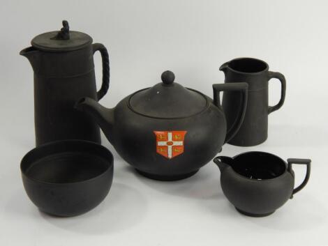 A small collection of black basalt ware