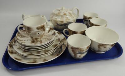 A rare Foley Porcelain Fish pattern tea service