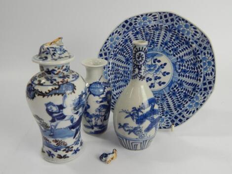 A small group of Chinese blue and white ceramics