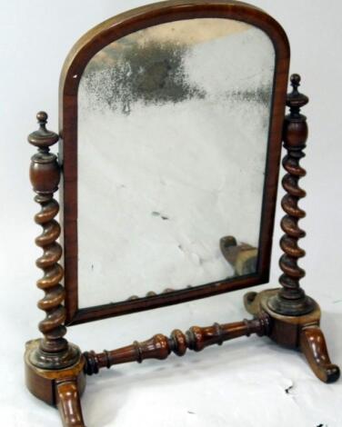 A Victorian walnut toilet mirror