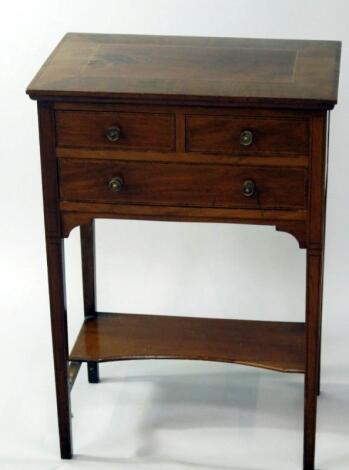 An early 20thC Sheraton Revival inlaid mahogany stand