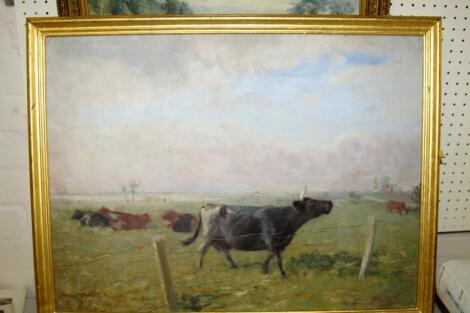 George Butler. Rural landscape with cows in a field