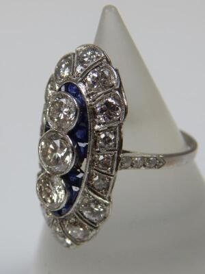 A diamond and sapphire Art Deco dress ring - 3