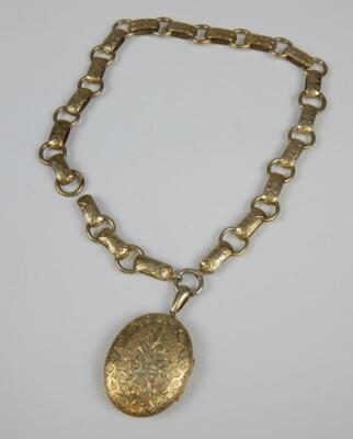 A Victorian locket pendant and chain