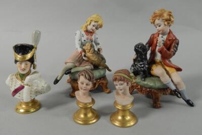 Five Capo di Monte porcelain figures to include