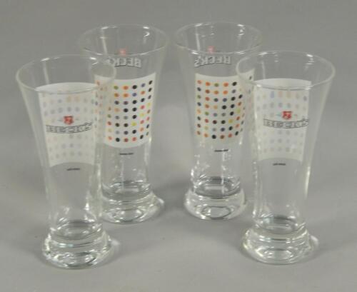 A set of four limited edition Beck's lager glasses