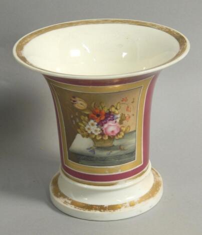 An early 19thC Rockingham porcelain trumpet shaped vase